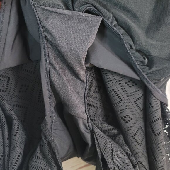 A&H Sportswear Swim Dress Black Plus 22W Crochet Adj Padded One Piece Swimsuit - Picture 7 of 9